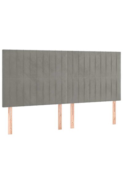 vidaxl Tăblie de pat gri deschis 180x5x118/128 cm catifea