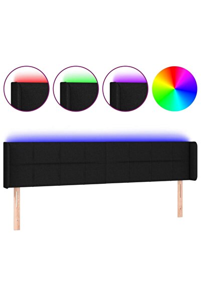 vidaxl Tăblie de pat cu LED, negru, 183x16x78/88 cm, textil
