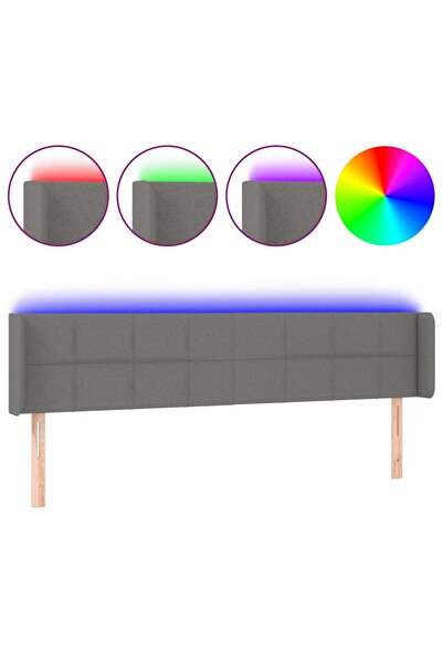 vidaxl Tăblie de pat cu LED, gri închis, 203x16x78/88 cm, textil