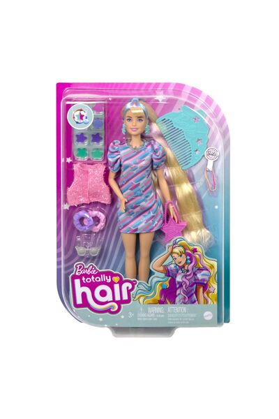 Barbie Papusa cu par lung si accesorii Barbie, Totally Hair Stars, HCM88