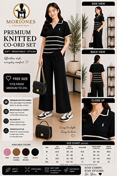 BKKOriginal MORIONES PREMIUM KNITTED COORD SET BLOUSE AND PANTS