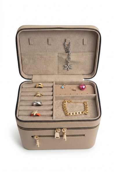 Moda fiesta Premium Jewelry Box and Makeup Bag Travel Organizer with Mirror M...