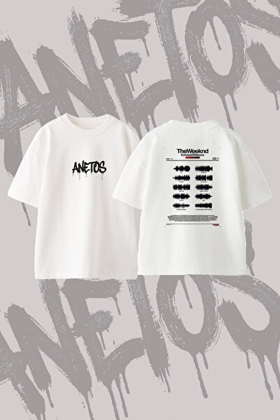 Anetos Theweeknd Echoesofsilence Design Back Print Cotton White Oversize T-Shirt