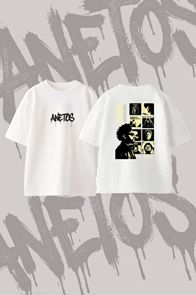 Anetos The Weeknd_85 Design Back Printed Cotton White Oversize T-Shirt
