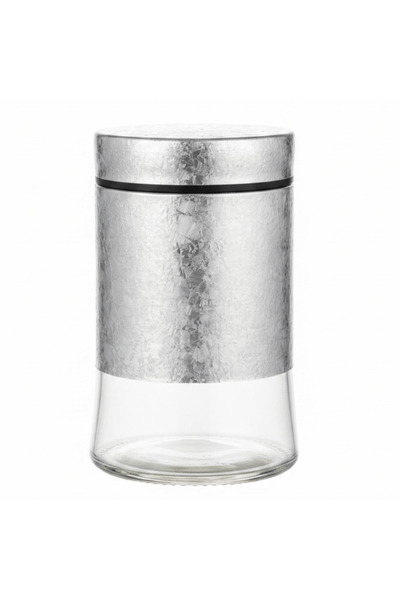 AKDC Glass Canister with Decorative Plastic Lid – 750 ml - Silver / Brown