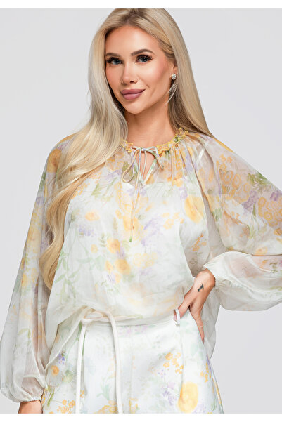 OMBRE Cămașă de damă, croială lejeră, mânecă lungă OW-SH-E0063