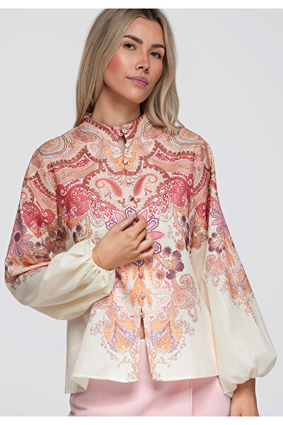 OMBRE Cămașă de damă, croială lejeră, mânecă lungă OW-SH-E0062