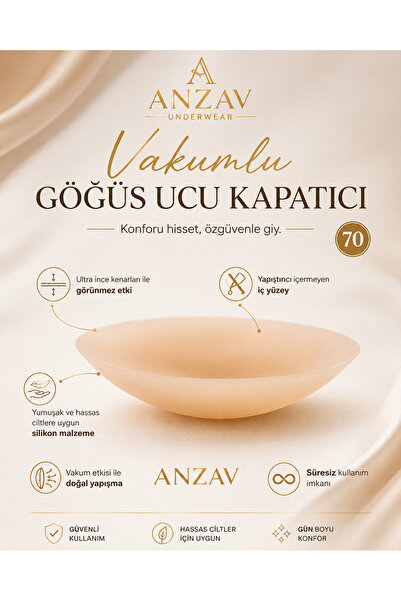 AV ANZAV 1574 Kadın Vakumlu Şeffaf Göğüs Ucu Kapatıcı Şeffaf Sütyen ve Dekolt...