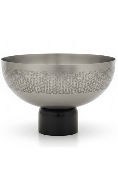 AKDC Luhpar Brushed Silver Stainless Steel Candy Bowl with Black Wooden Base ...