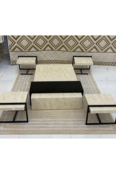 Bareeq Al Ostoura Coffee Table Set, Floor, Marble Substitute Wood, 5-Piece Set