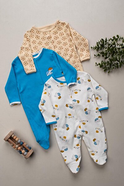 ENİA BABY Baby Boy Snap Closure 3-6-9 Months Cotton 3-Piece Sleeping Bag Set