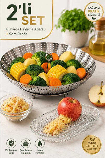 Kitchen Beauty Buharda Sebze Haşlama Aparatı Ve Cam Bebek Rendesi Ek Gıda Beb...