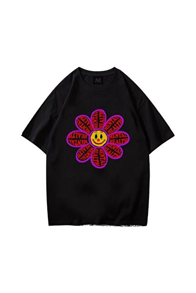bellanova Unisex πολύχρωμο μπλουζάκι με στάμπα Oversize Streetwear Άνετη εφαρ...