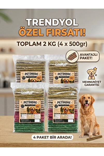Petimore Munchy Çubuk Köpek Çiğneme Ödülü 4’lü Paket Renkli Çiğneme Çubuğu