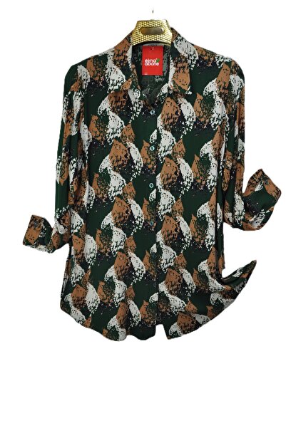 elma abone Plus Size Women's Viscose Patterned Shirt Bluz