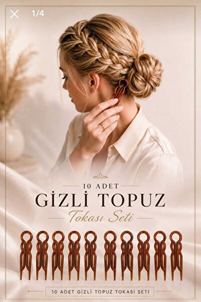 invictus design Kadın Kahverengi Gizli Topuz Tokası Saç Düzenleyici Saç U Pin...