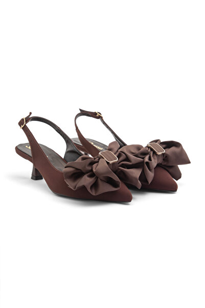 Mamito Ayakkabı Sup 3312 Bow Detailed Hazelnut Heeled Stiletto