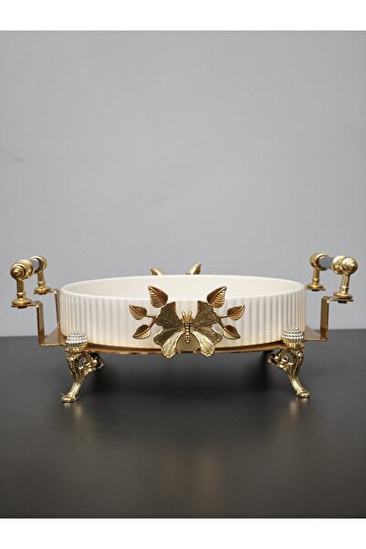 PARILTI HOME COLLECTİON Oven Dish Bowl Luxury Serving Plate Bowl Gold Silver ...