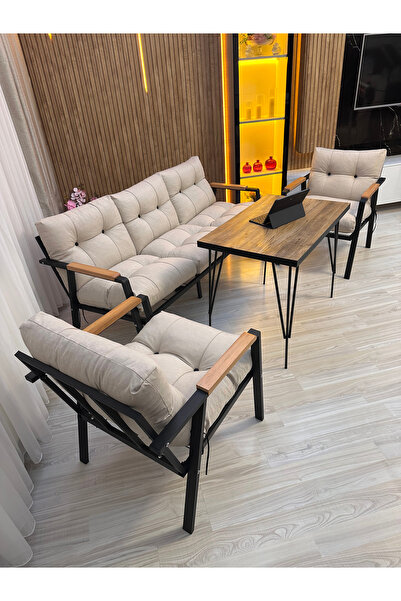 HouseART Açelya Balkon, Bahçe, Cafe - Salon - Metal Kanepe Koltuk Takımı 3+1+...