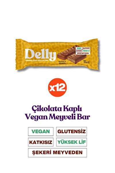 Delly Çikolata Kaplı Bademli & Ananaslı Meyveli Bar 12 Adet X 35g