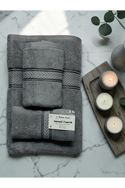 Baltic Linen - 6 Pcs Towel Set, Amani Touch, 100% Cotton, 550 GSM, Sage Green, 2pcs Bath Towel 70cmx140cm, 2 Pcs Hand Towel 40cmx70cm, 2Pcs Face Towel 33cmx33cm, Ultra Soft and Absorbent