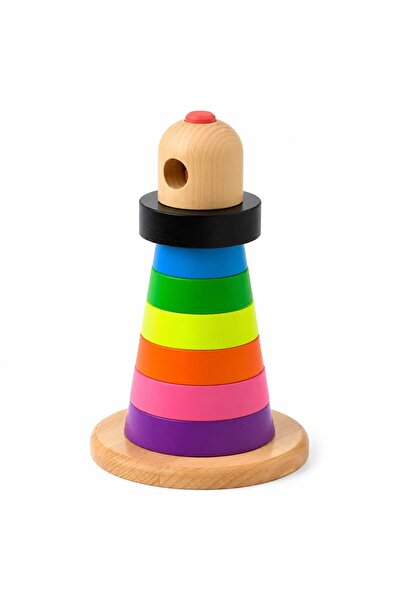IKEA Jucărie Montessori din Lemn – Turn de Stivuit cu Inele Colorate pentru B...