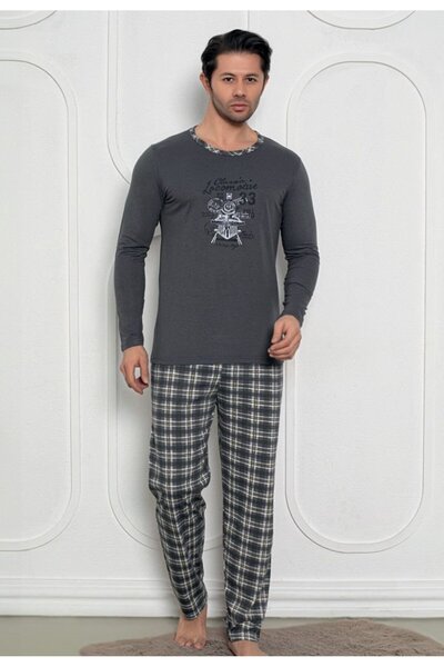 Serena Men's Pajamas, Long Sleeves and Matching Long Pants, Locomotive Print,...