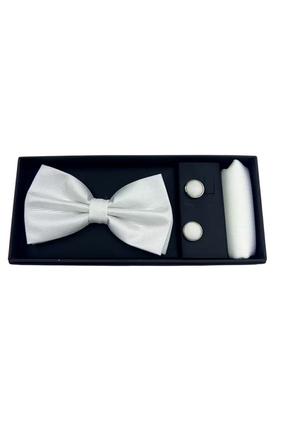 velve Set 3 piese Elegant pentru barbati, cu papion, butoni si batista din st...