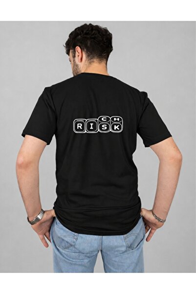 Krays Unisex Black White Risk Rich Dice Reversible Printed Regular Fit Crew N...