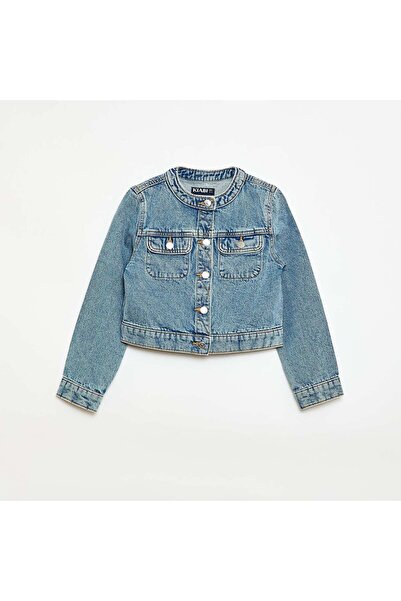 KIABI Round Neck Denim Jacket BLUE