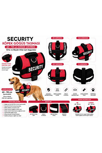 Mestore Dog Police Adjustable Dog Chest Harness Red - Black (60-110 cm) - Kp-...