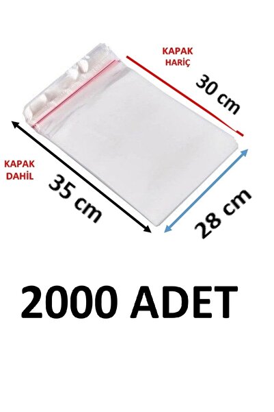 MTKardeşler 2000 قطعة 28x30+5 سم حقيبة زينة شفافة لاصقة من مادة OPP