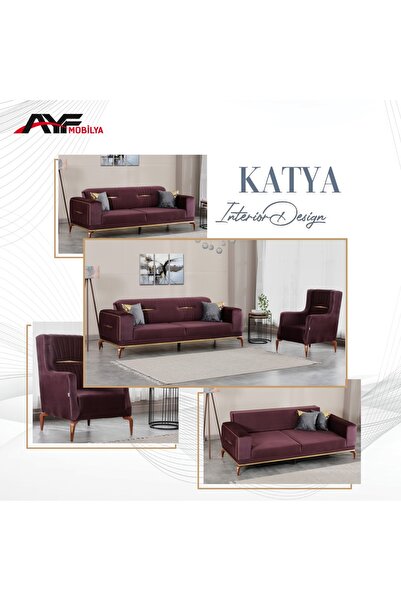 AYF MOBİLYA KATYA ÇİZGİLİ SIRT KLAPALI 3+3+1+1 KOLTUK TAKIMI