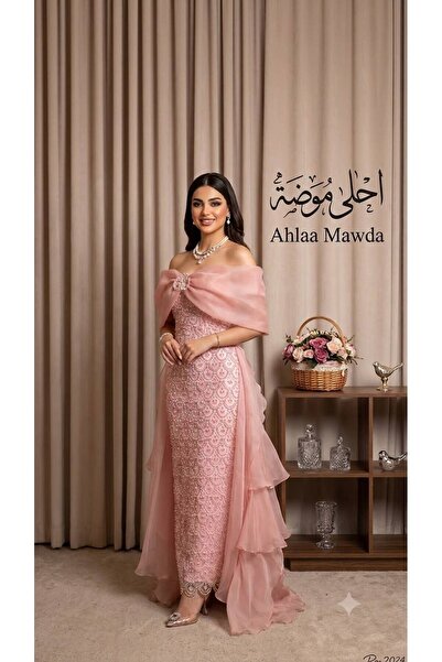 Ahlaa mawda pink evening dress