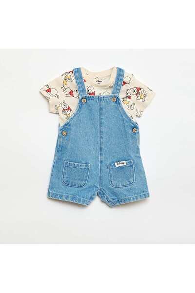 KIABI Mickey Disney T-shirt + Dungarees Set - 2 Pieces BEIGE