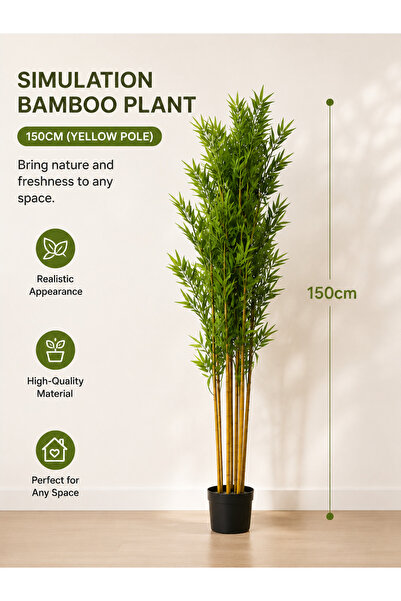 Yallabena Simulation Bamboo Potted Plant 150cm – Artificial Bamboo Bonsai, In...
