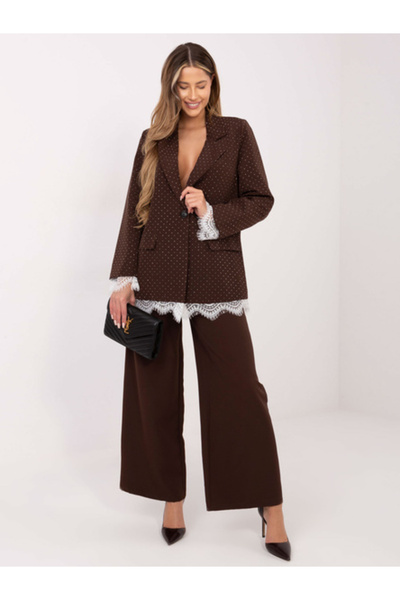 Italy Moda Women's Jacket, ITALY MODA, Polyester, Long Sleeve, Brown, model I...