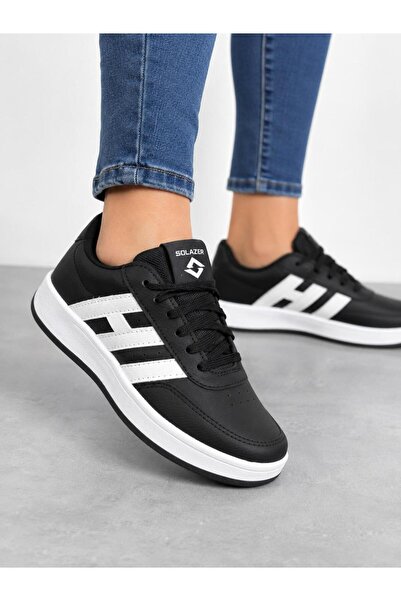 Lütfi Women's Black Sneaker Daily Orthopedic Sole Walking Sports Shoes