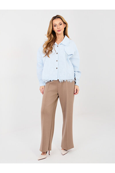 rue parıs Women's Pants, RUE PARIS, Polyester, Elegant, Dark Beige, model MI-...