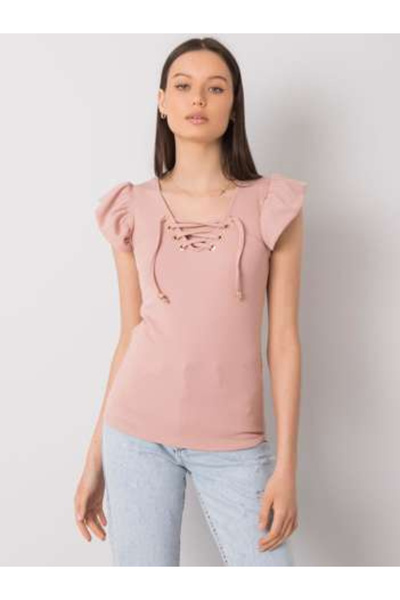 Italy Moda Women's Blouse, ITALY MODA, Knit, Short Sleeve, Light Pink, model ...