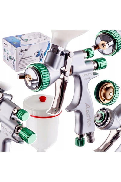 AUARİTA Pistol de vopsit HVLP II, duză de 1,3 mm, pentru vopsit, 600 ml, 2 bari
