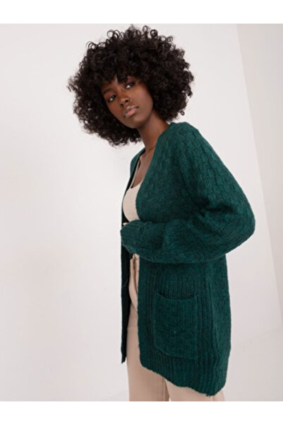 Mayflies Women's Cardigan, Mayflies, Acrylic, Other neckline, Dark green, mod...