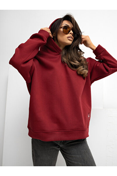 rue parıs Women's Sweatshirt, RUE PARIS, Cotton, Long Sleeve, Bordeaux, model...