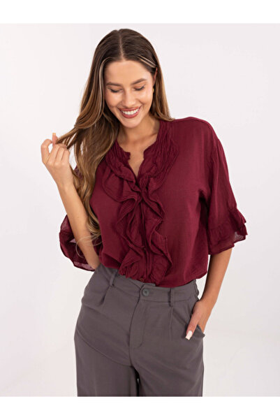 Italy Moda Camasa Dama Maneca 3/4, Boho, ITALY MODA, Bordo Eleganta Office Mo...