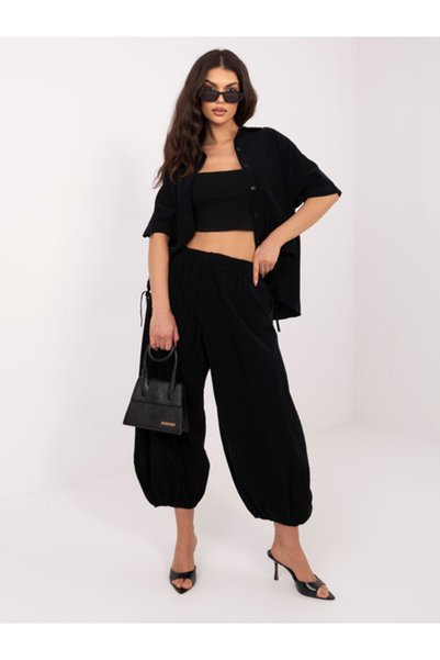 Italy Moda Γυναικεία Παντελόνια, ITALY MODA, Βαμβακερό, Μαύρο, μοντέλο IT-SP-...