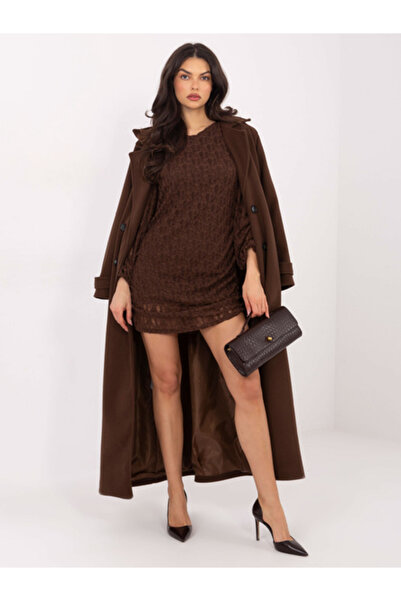 Italy Moda Γυναικείο Φόρεμα, ITALY MODA, Βισκόζη, Μακρυμάνικο, Καφέ, μοντέλο ...