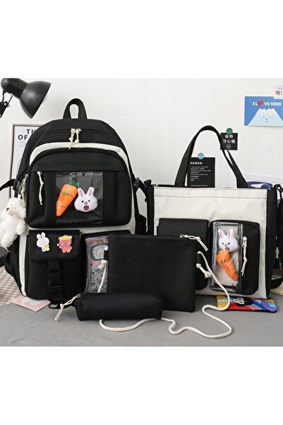 K&M CLOTHES Rucsac școlar pentru fete 3 în 1 cu buline (D065)