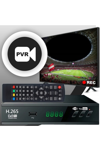 Retoo DECODER TUNER TV TERESTRĂ USB 5V FULL HD DVB-T2 ANTENĂ PILOT + CABLU HDMI