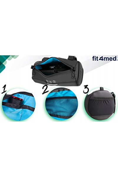 Fit4Med Geantă de ghidon pentru bicicletă, frontală, tubulară, spațioasă, imp...