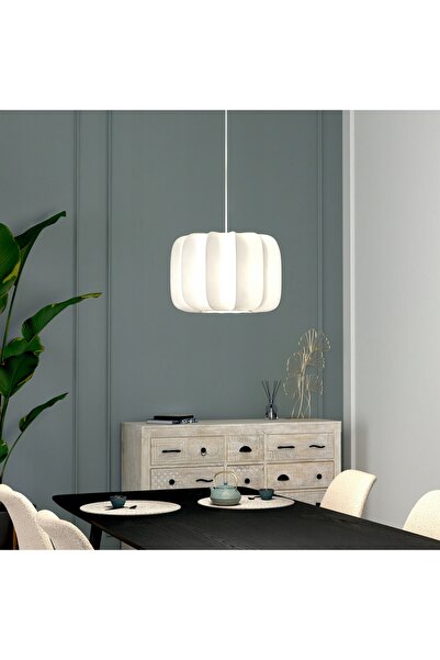 Atmosphera Lampă suspendată albă de tavan din bumbac modernă TOBIE 35 X 112 C...